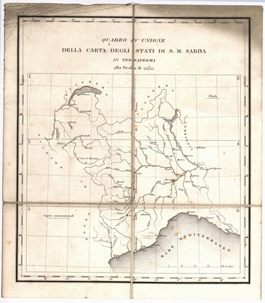 (N:1393) CARTA DEGLI STATI DI SUA MAESTA' SARDA IN TERRAFERMA... - Quadro d'Unione (B0004466) Carte e stampe antiche: riproduzione a colori su carta (formato A1)