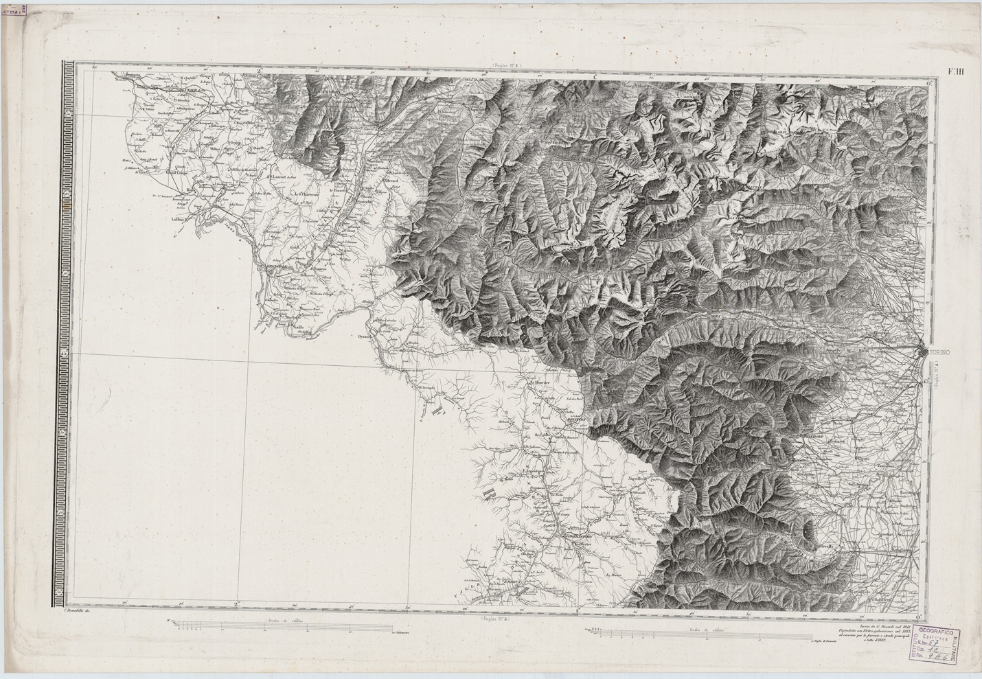(N:1389) CARTA DEGLI STATI DI SUA MAESTA' SARDA IN TERRAFERMA... - Foglio 3 (B0004469) Carte e stampe antiche: riproduzione a colori su carta (formato A1)