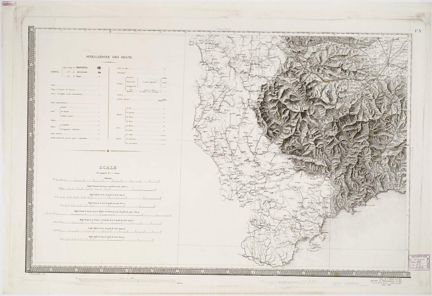 (N:1391) CARTA DEGLI STATI DI SUA MAESTA' SARDA IN TERRAFERMA... - Foglio 5 (B0004471) Carte e stampe antiche: riproduzione a colori su carta (formato A1)