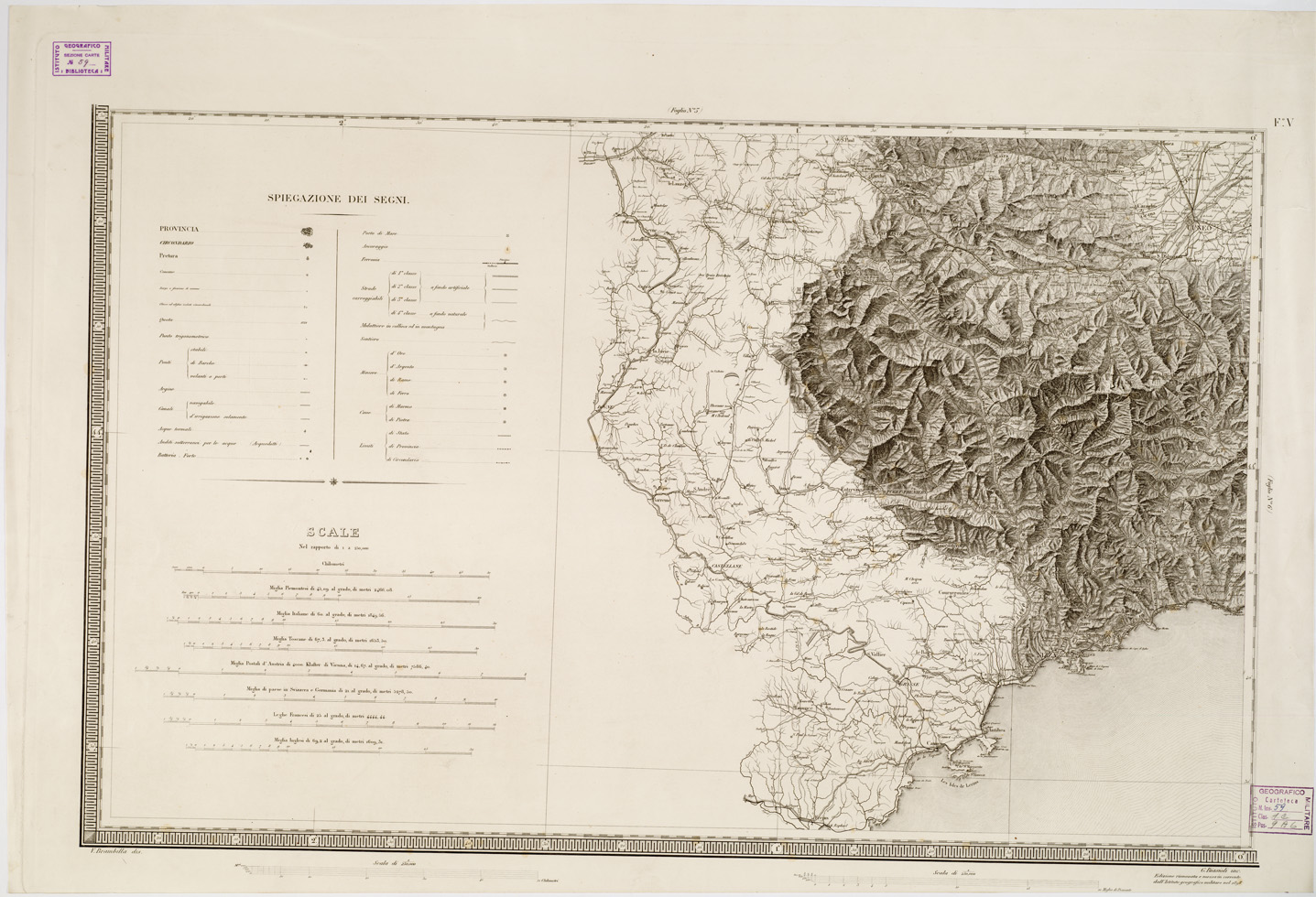 (N:1405) CARTA DEGLI STATI DI SUA MAESTA' SARDA IN TERRAFERMA... - Foglio 5 (B0004485) Carte e stampe antiche: riproduzione a colori su carta (formato A1)