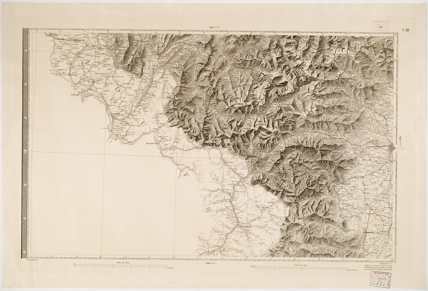 (N:1367) CARTA DEGLI STATI DI SUA MAESTA' SARDA IN TERRAFERMA... - Foglio 3 (B0004490) Carte e stampe antiche: riproduzione a colori su carta (formato A1)
