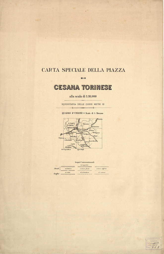 (N:5858) CARTA SPECIALE DELLA PIAZZA DI CESANA TORINESE - Quadro d'Unione (B0004496) Carte e stampe antiche: riproduzione a colori su carta (formato A1)