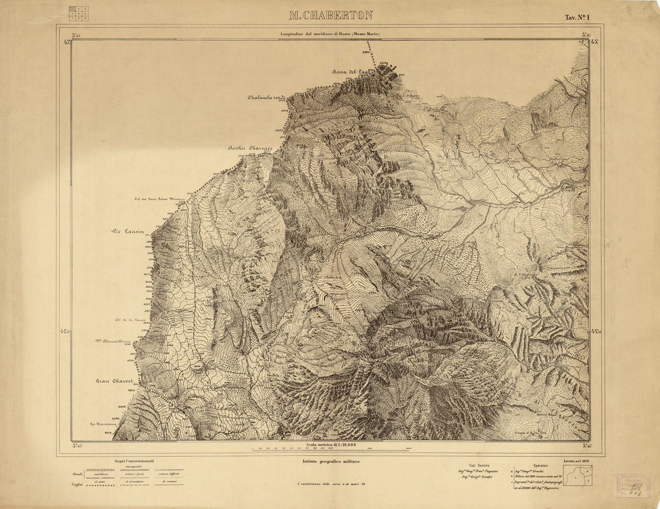 (N:5859) CARTA SPECIALE DELLA PIAZZA DI CESANA TORINESE - Foglio 1 - M. Chaberton (B0004497) Carte e stampe antiche: riproduzione a colori su carta (formato A1)