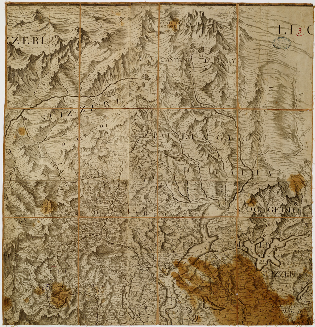 (N:795) CARTA COROGRAFICA DEGLI STATI DI S. M. IL RE DI SARDEGNA DATA IN LUCE DALL'INGEGNERE BORGONIO NEL 1683 CORRETTA ED ACCRESCIUTA NELL'ANNO 1772 - Foglio 3 (B0004547) Carte e stampe antiche: riproduzione a colori su carta (formato A1)