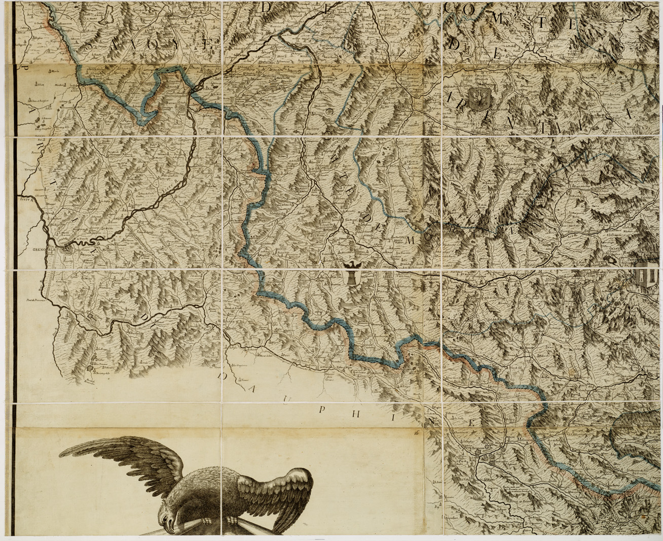 (N:4997) CARTA COROGRAFICA DEGLI STATI DI S. M. IL RE DI SARDEGNA DATA IN LUCE DALL'INGEGNERE BORGONIO NEL 1683 CORRETTA ED ACCRESCIUTA NELL'ANNO 1772 - Foglio 4 (B0004560) Carte e stampe antiche: riproduzione a colori su carta (formato A1)