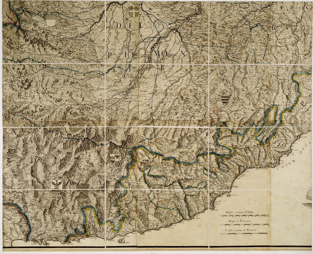 (N:5001) CARTA COROGRAFICA DEGLI STATI DI S. M. IL RE DI SARDEGNA DATA IN LUCE DALL'INGEGNERE BORGONIO NEL 1683 CORRETTA ED ACCRESCIUTA NELL'ANNO 1772 - Foglio 8 (B0004564) Carte e stampe antiche: riproduzione a colori su carta (formato A1)
