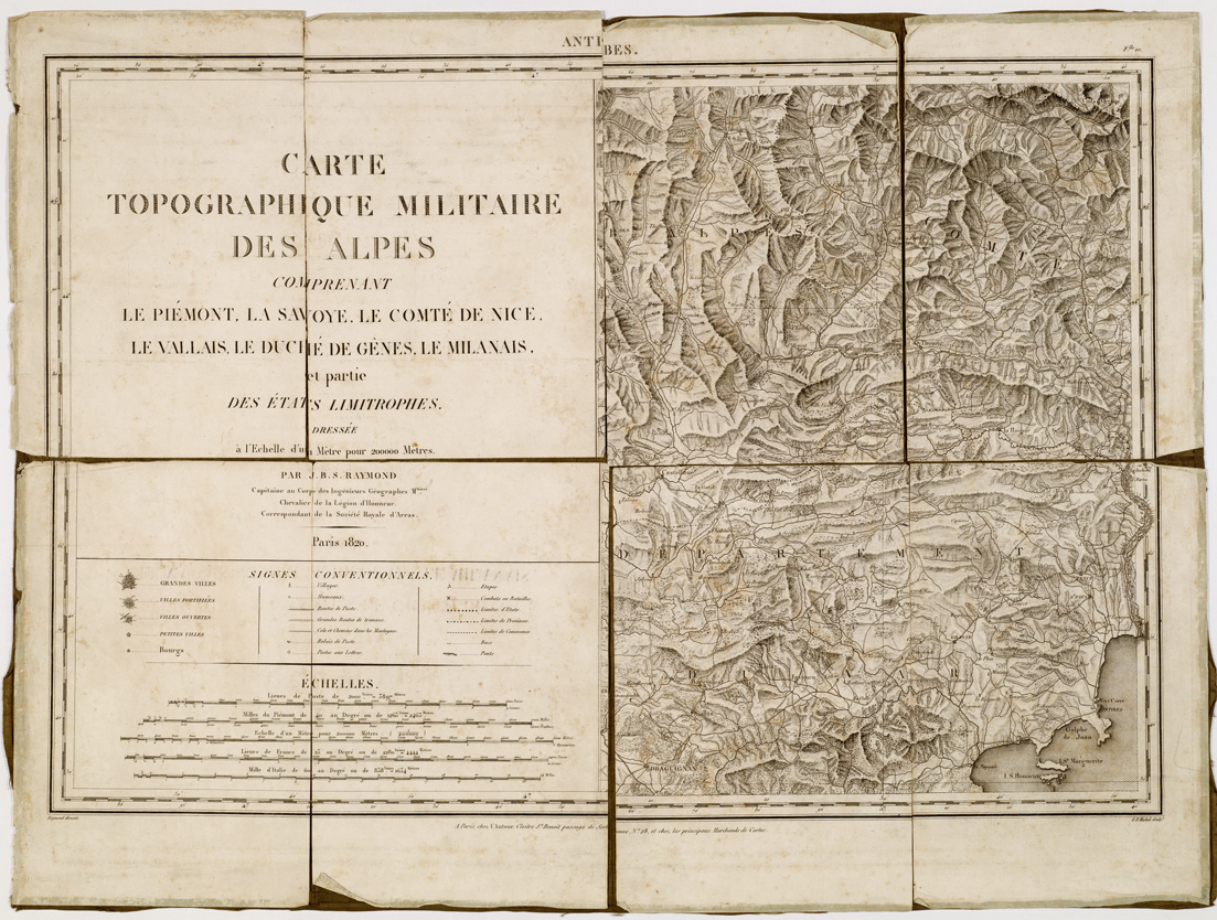(N:8632) CARTE TOPOGRAPHIQUE MILITAIRE DES ALPES COMPRENANT LE PIEMONT, LA SAVOIE, LE COMTE DE NICE, LE VALLAIS, LE DUCHE' DE GENES, LE MILANAIS, ET PARTIE DES ETATS LIMITROPHES - Foglio 10 - Antibes (B0004573) Carte e stampe antiche: riproduzione a colori su carta (formato A1)