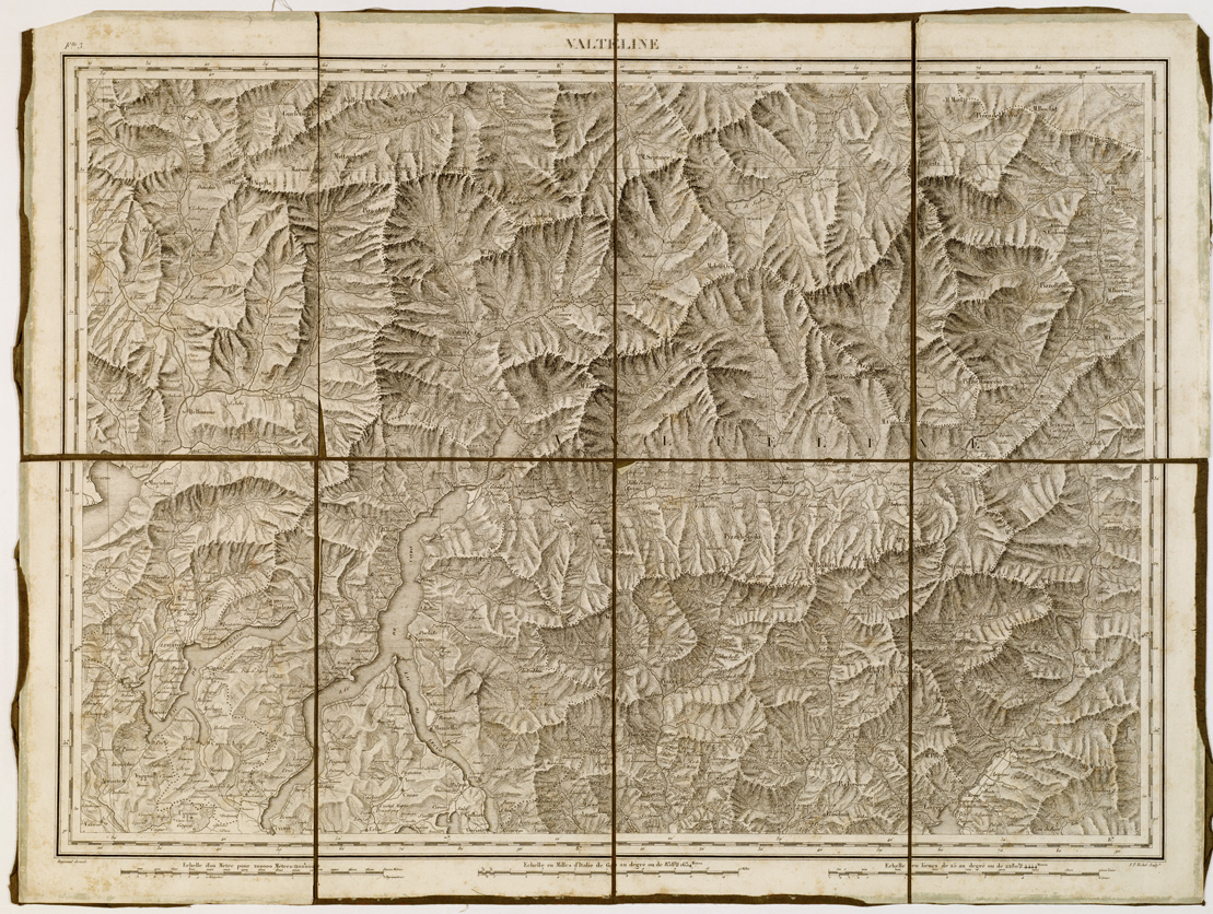 (N:8636) CARTE TOPOGRAPHIQUE MILITAIRE DES ALPES COMPRENANT LE PIEMONT, LA SAVOIE, LE COMTE DE NICE, LE VALLAIS, LE DUCHE' DE GENES, LE MILANAIS, ET PARTIE DES ETATS LIMITROPHES - Foglio 3 - Valteline (B0004575) Carte e stampe antiche: riproduzione a colori su carta (formato A1)