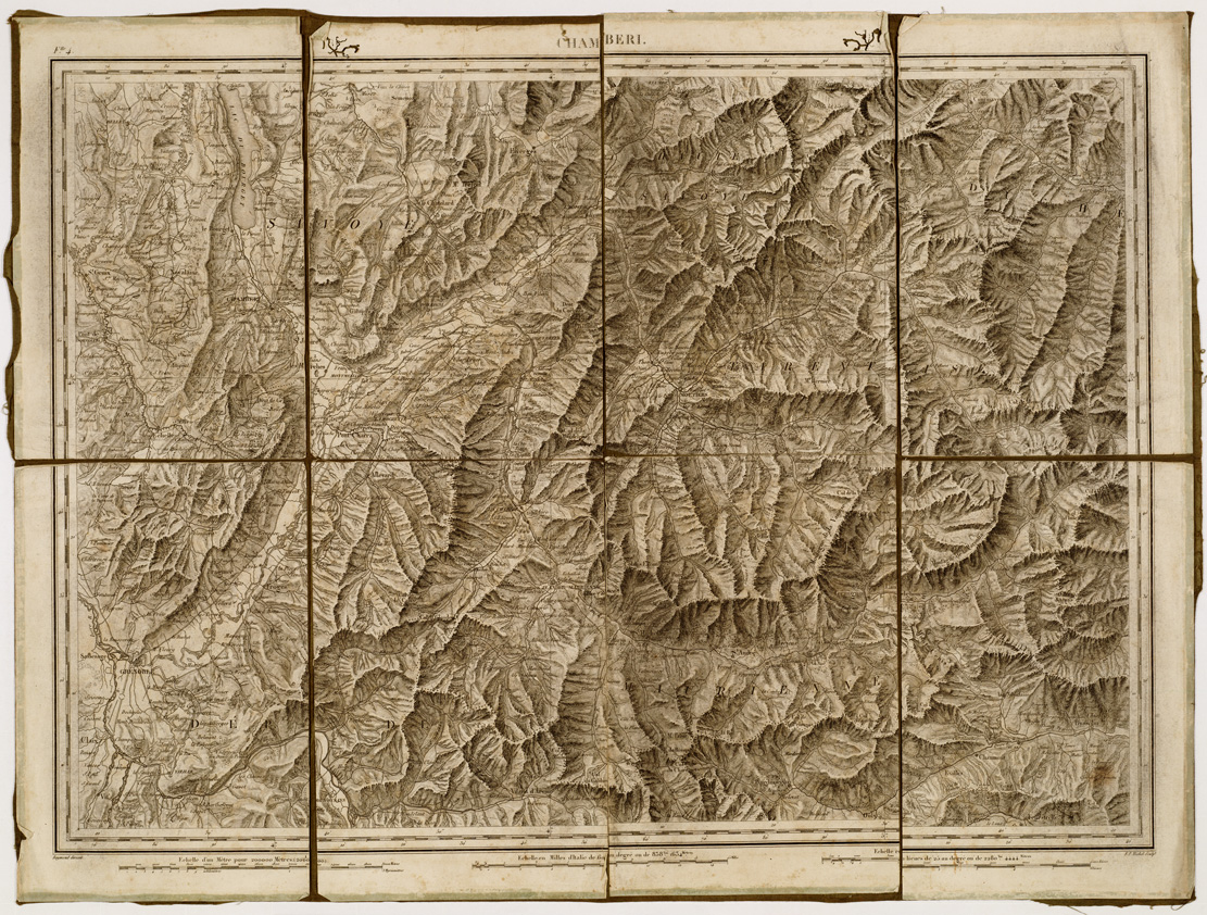 (N:8637) CARTE TOPOGRAPHIQUE MILITAIRE DES ALPES COMPRENANT LE PIEMONT, LA SAVOIE, LE COMTE DE NICE, LE VALLAIS, LE DUCHE' DE GENES, LE MILANAIS, ET PARTIE DES ETATS LIMITROPHES - Foglio 4 - Chamberi (B0004576) Carte e stampe antiche: riproduzione a colori su carta (formato A1)