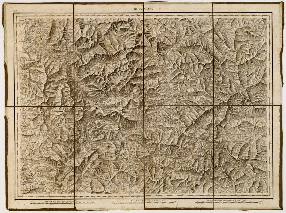 (N:8640) CARTE TOPOGRAPHIQUE MILITAIRE DES ALPES COMPRENANT LE PIEMONT, LA SAVOIE, LE COMTE DE NICE, LE VALLAIS, LE DUCHE' DE GENES, LE MILANAIS, ET PARTIE DES ETATS LIMITROPHES - Foglio 7 - Brianon (B0004580) Carte e stampe antiche: riproduzione a colori su carta (formato A1)