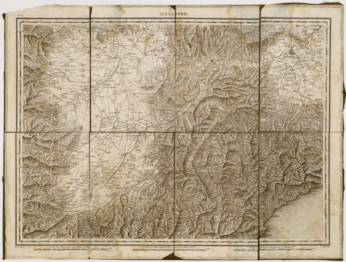 (N:8641) CARTE TOPOGRAPHIQUE MILITAIRE DES ALPES COMPRENANT LE PIEMONT, LA SAVOIE, LE COMTE DE NICE, LE VALLAIS, LE DUCHE' DE GENES, LE MILANAIS, ET PARTIE DES ETATS LIMITROPHES - Foglio 8 - Alexandrie (B0004581) Carte e stampe antiche: riproduzione a colori su carta (formato A1)