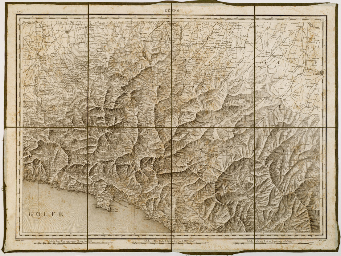 (N:8642) CARTE TOPOGRAPHIQUE MILITAIRE DES ALPES COMPRENANT LE PIEMONT, LA SAVOIE, LE COMTE DE NICE, LE VALLAIS, LE DUCHE' DE GENES, LE MILANAIS, ET PARTIE DES ETATS LIMITROPHES - Foglio 9 - Gnes (B0004582) Carte e stampe antiche: riproduzione a colori su carta (formato A1)