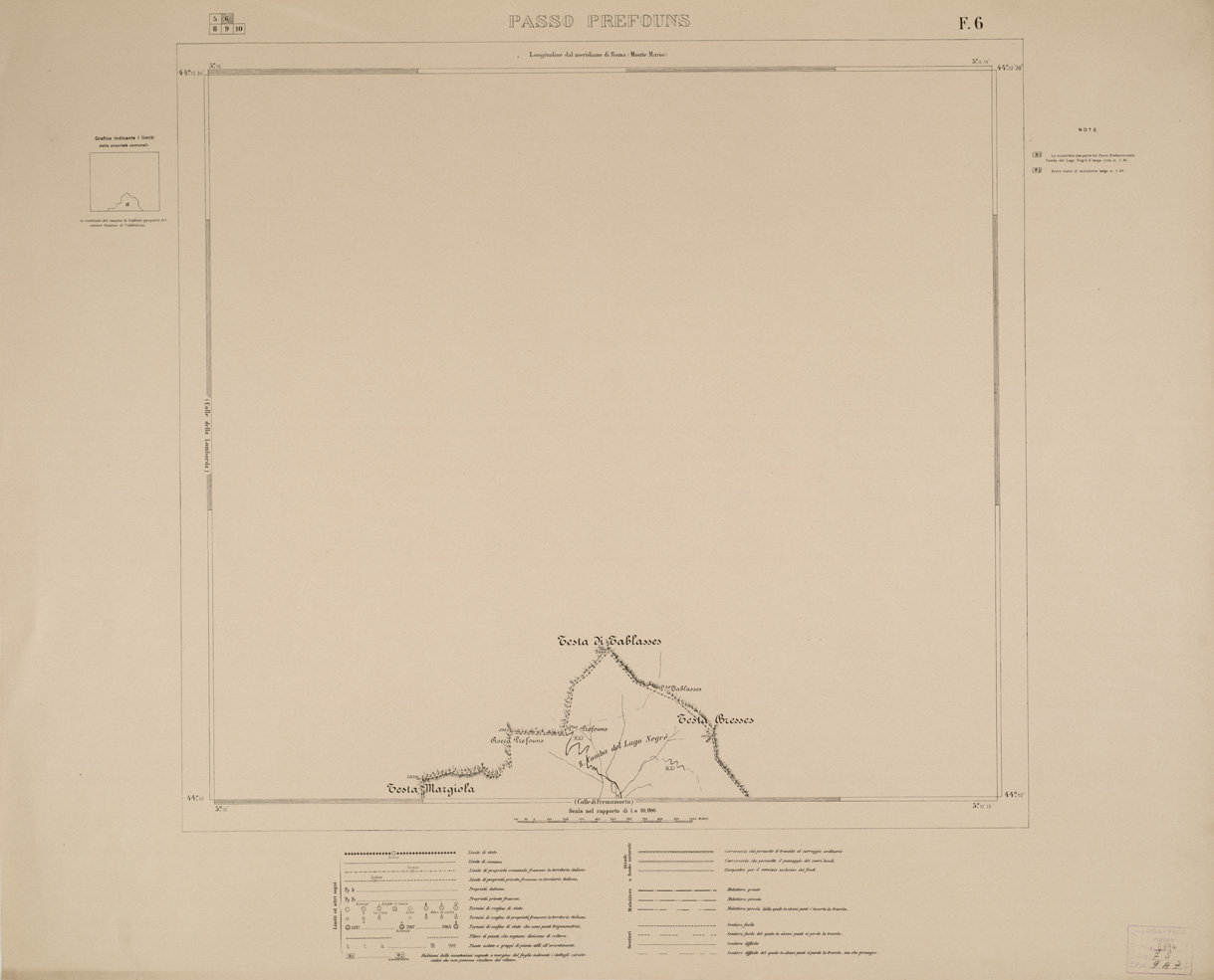 (N:13505) PIANO STRADALE AL 10.000 DELLA FRONTIERA VERSO L'ALTO NIZZARDO... - Foglio 6 - Passo Prefouns (B0004612) Carte e stampe antiche: riproduzione a colori su carta (formato A1)