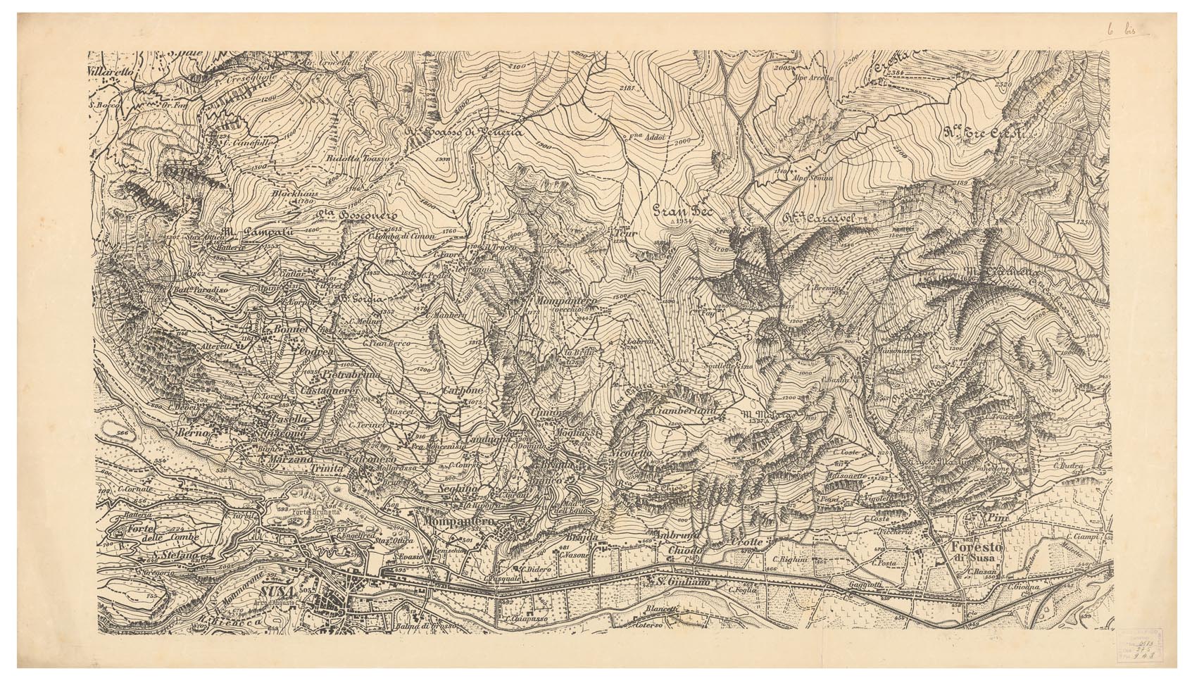 (N:3868) CARTA TOPOGRAFICA DEI FORTI DEL MONCENISIO, DI EXILLES E FENESTRELLE - Tavola 6 bis (B0004638) Carte e stampe antiche: riproduzione a colori su carta (formato A1)