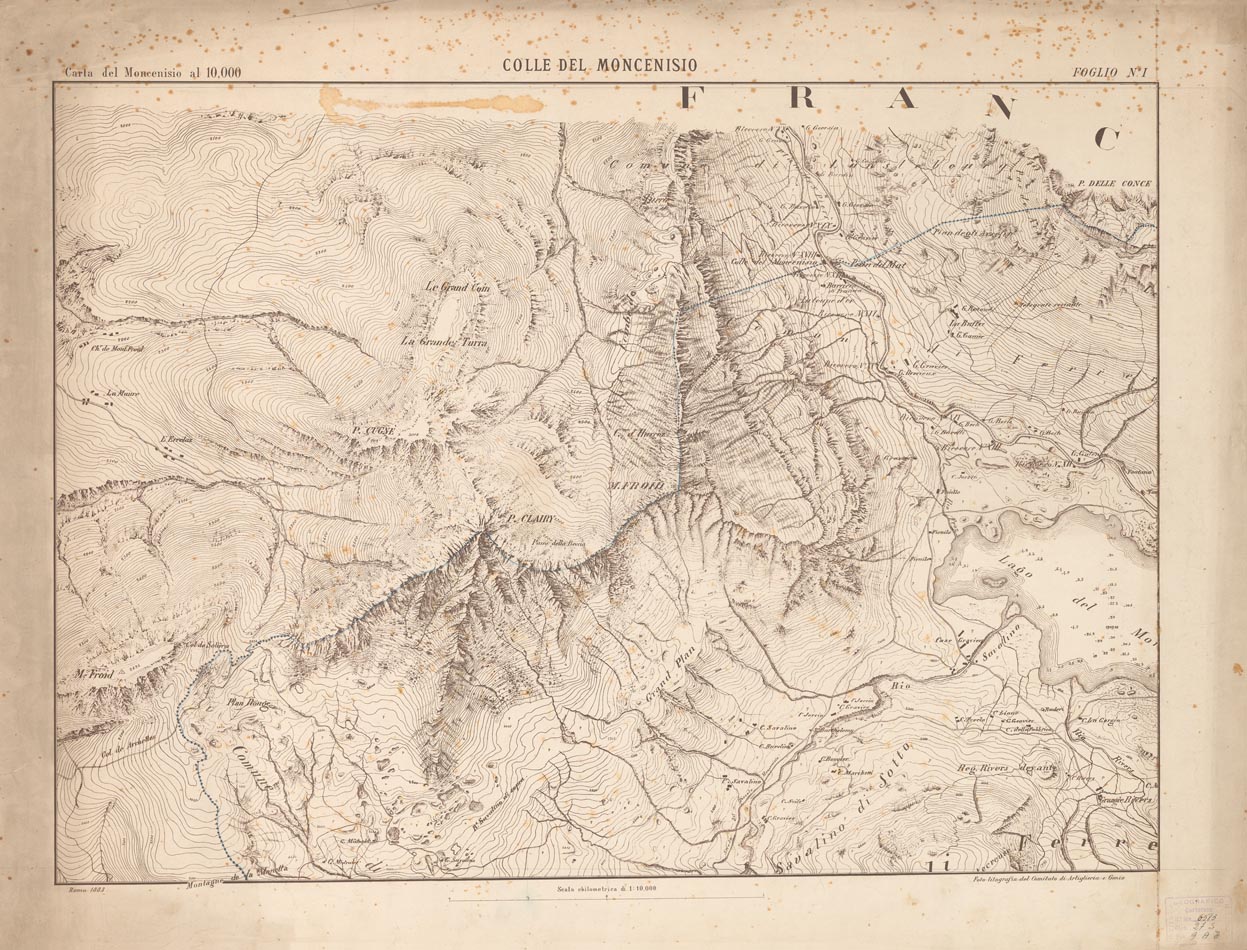 (N:3841) CARTA TOPOGRAFICA DEI FORTI DEL MONCENISIO, DI EXILLES E FENESTRELLE - Foglio 1 - Colle del Moncenisio (B0004640) Carte e stampe antiche: riproduzione a colori su carta (formato A1)