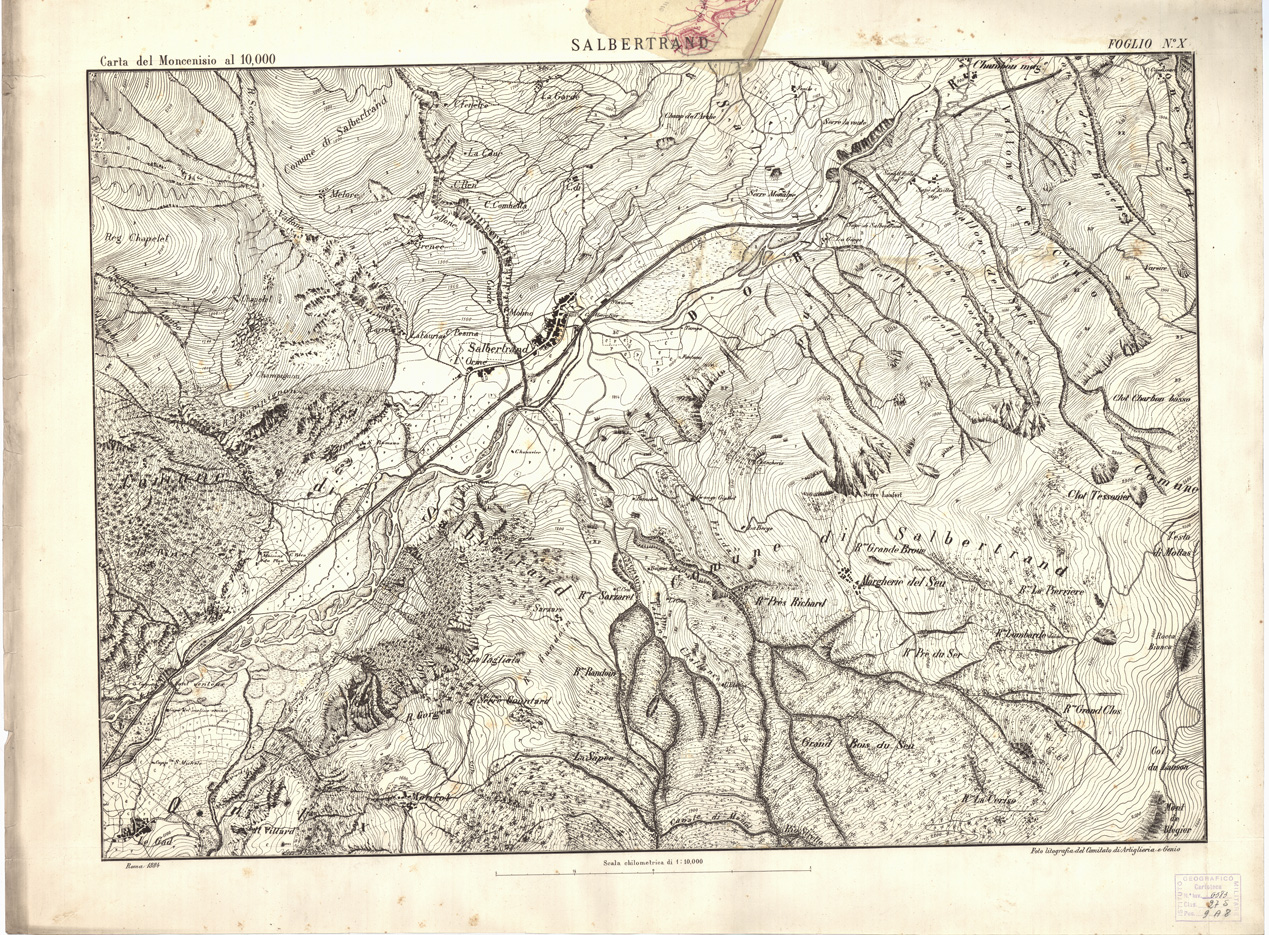 (N:3855) CARTA TOPOGRAFICA DEI FORTI DEL MONCENISIO, DI EXILLES E FENESTRELLE - Foglio 10 - Salbertrand (B0004649) Carte e stampe antiche: riproduzione a colori su carta (formato A1)