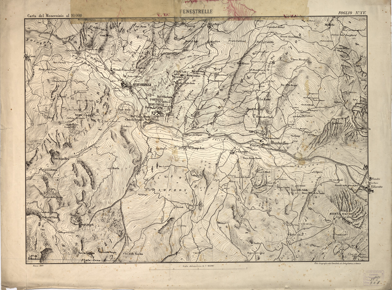 (N:3862) CARTA TOPOGRAFICA DEI FORTI DEL MONCENISIO, DI EXILLES E FENESTRELLE - Foglio 15 - Fenestrelle (B0004659) Carte e stampe antiche: riproduzione a colori su carta (formato A1)