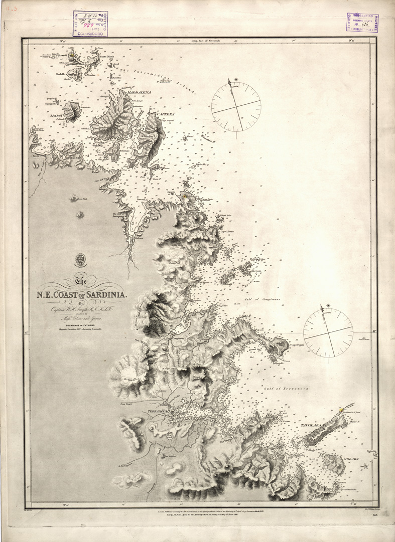 (N:15702) THE N.E. COAST OF SARDINIA BY SMYTH ASSISTED BY ELSON AND GRAVES. (B0004666) Carte e stampe antiche: riproduzione a colori su carta (formato A1)