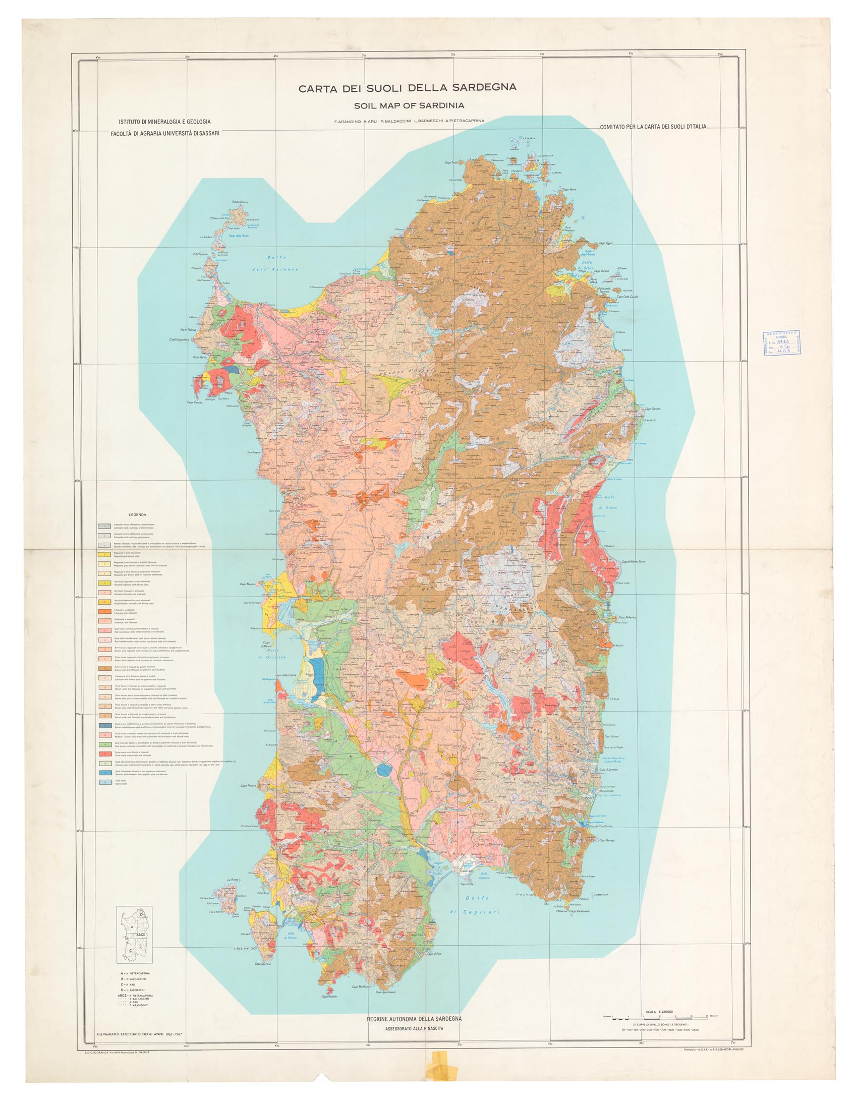 (N:1745) CARTA DEI SUOLI DELLA SARDEGNA SOIL MAP OF SARDINIA (B0004680) Carte e stampe antiche: riproduzione a colori su carta (formato A1)