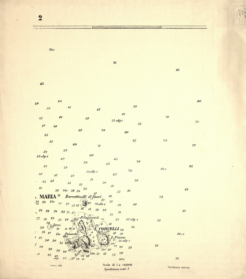 (N:6926) CARTA TOPOGRAFICA DELL'ARCIPELAGO DELLA MADDALENA... - Foglio 2 (B0004688) Carte e stampe antiche: riproduzione a colori su carta (formato A1)