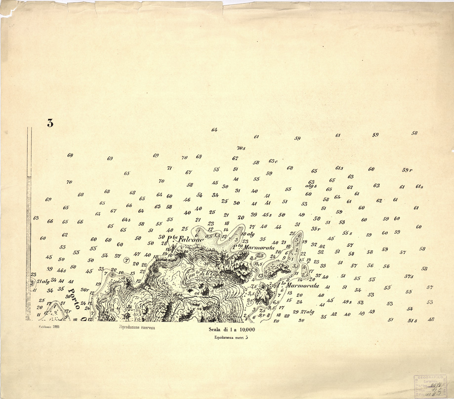 (N:6935) CARTA TOPOGRAFICA DELL'ARCIPELAGO DELLA MADDALENA... - Foglio 3 (B0004689) Carte e stampe antiche: riproduzione a colori su carta (formato A1)