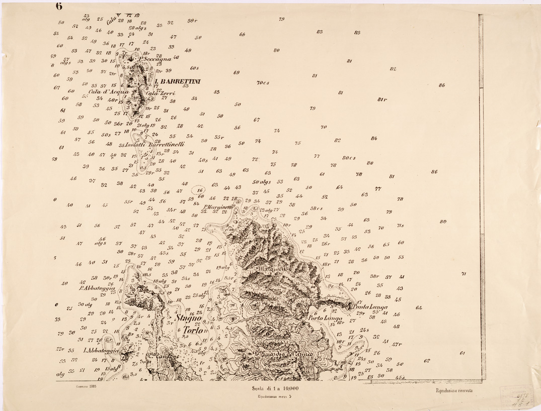 (N:6938) CARTA TOPOGRAFICA DELL'ARCIPELAGO DELLA MADDALENA... - Foglio 6 (B0004692) Carte e stampe antiche: riproduzione a colori su carta (formato A1)
