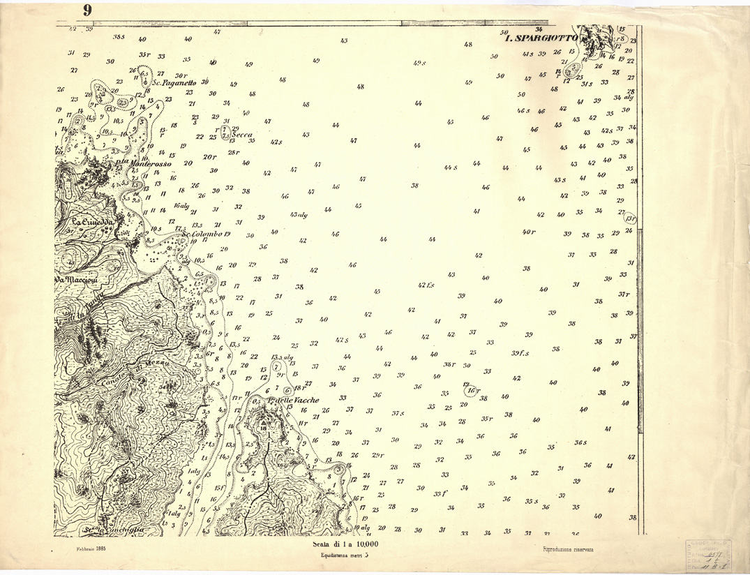 (N:6941) CARTA TOPOGRAFICA DELL'ARCIPELAGO DELLA MADDALENA... - Foglio 9 (B0004695) Carte e stampe antiche: riproduzione a colori su carta (formato A1)