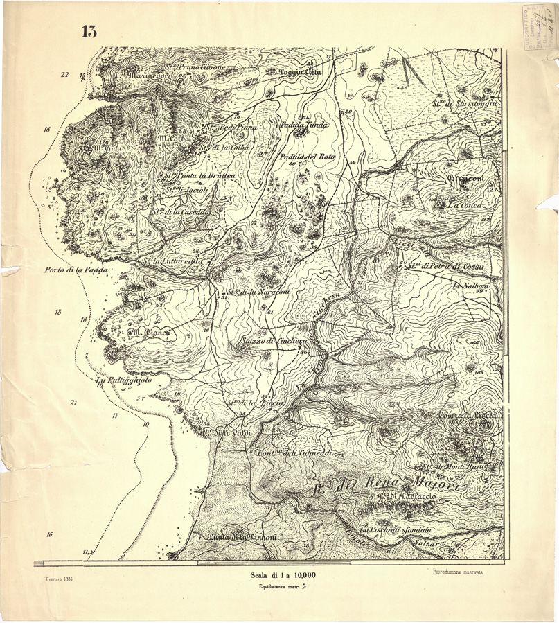 (N:6918) CARTA TOPOGRAFICA DELL'ARCIPELAGO DELLA MADDALENA... - Foglio 13 (B0004699) Carte e stampe antiche: riproduzione a colori su carta (formato A1)