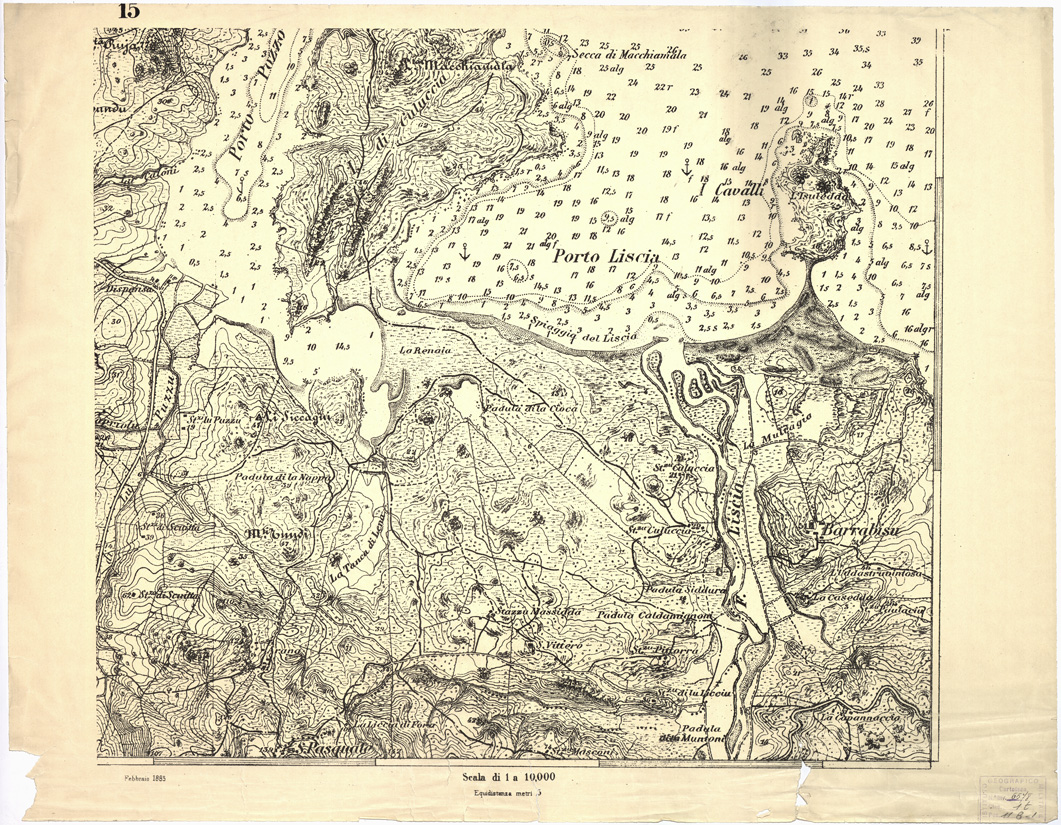 (N:6920) CARTA TOPOGRAFICA DELL'ARCIPELAGO DELLA MADDALENA... - Foglio 15 (B0004701) Carte e stampe antiche: riproduzione a colori su carta (formato A1)