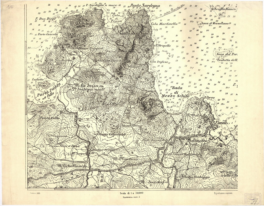 (N:6921) CARTA TOPOGRAFICA DELL'ARCIPELAGO DELLA MADDALENA... - Foglio 16 (B0004702) Carte e stampe antiche: riproduzione a colori su carta (formato A1)