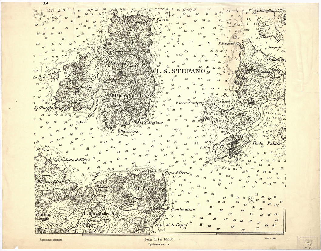 (N:6922) CARTA TOPOGRAFICA DELL'ARCIPELAGO DELLA MADDALENA... - Foglio 17 (B0004703) Carte e stampe antiche: riproduzione a colori su carta (formato A1)