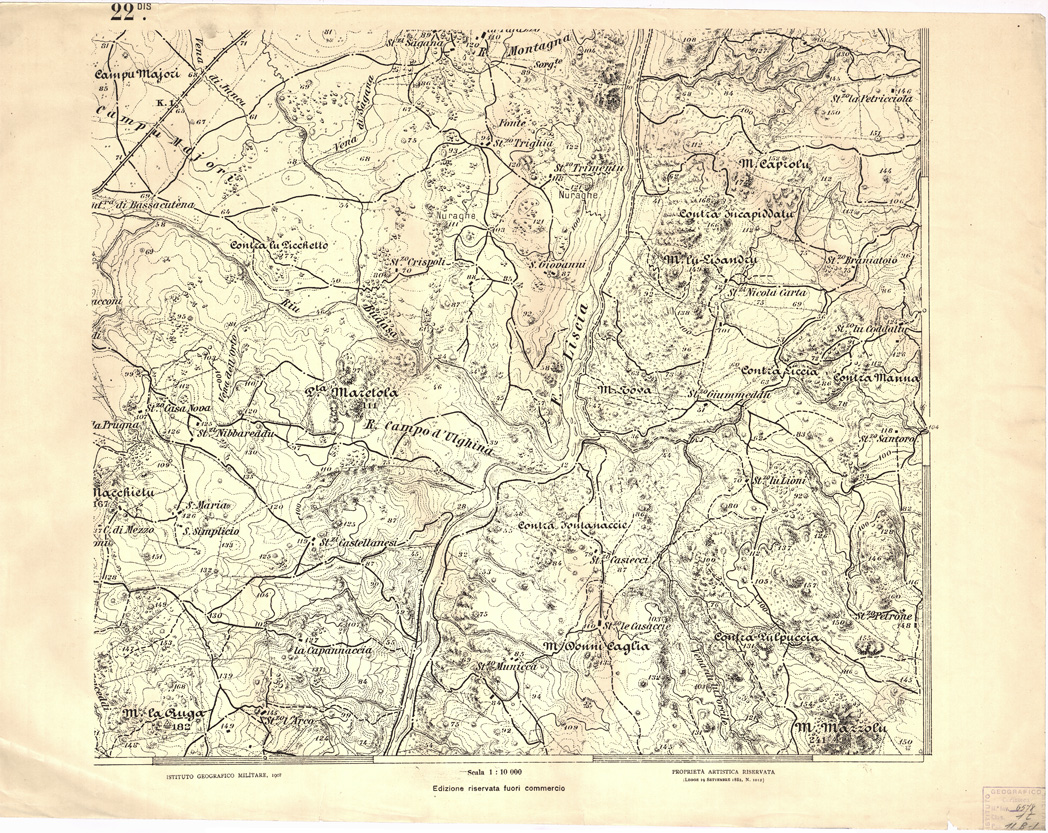 (N:6930) CARTA TOPOGRAFICA DELL'ARCIPELAGO DELLA MADDALENA... - Foglio 22 bis (B0004710) Carte e stampe antiche: riproduzione a colori su carta (formato A1)