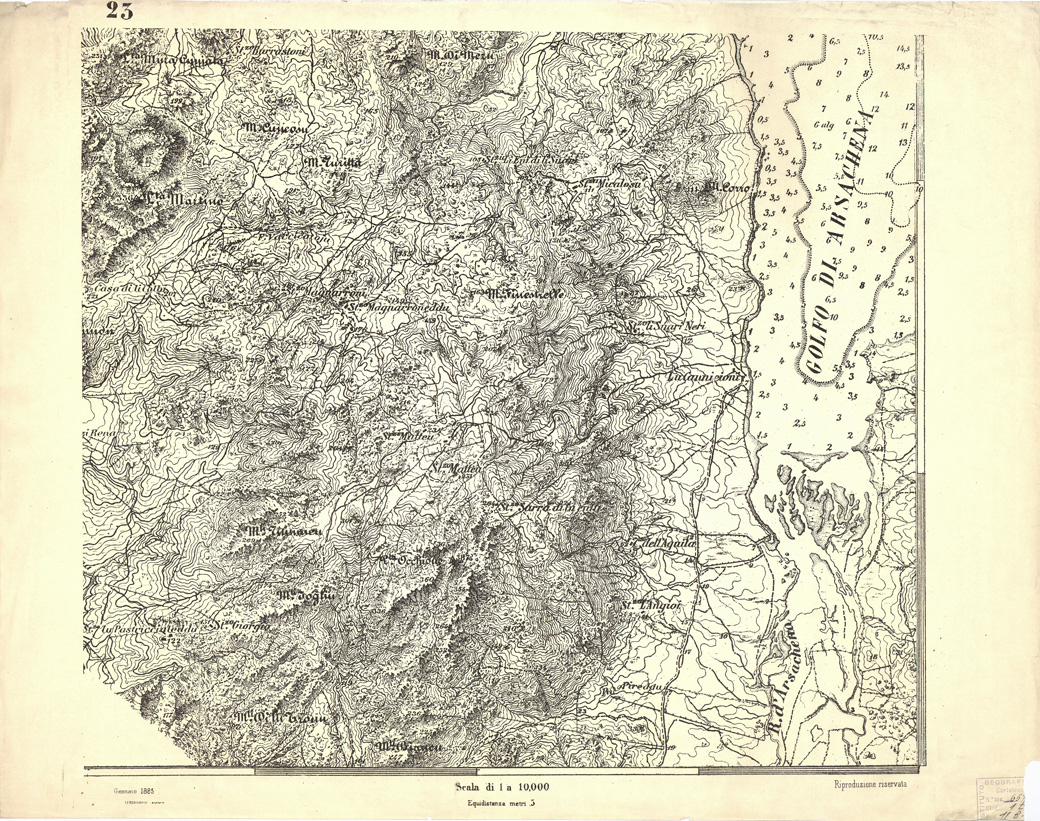 (N:6932) CARTA TOPOGRAFICA DELL'ARCIPELAGO DELLA MADDALENA... - Foglio 23 (B0004712) Carte e stampe antiche: riproduzione a colori su carta (formato A1)