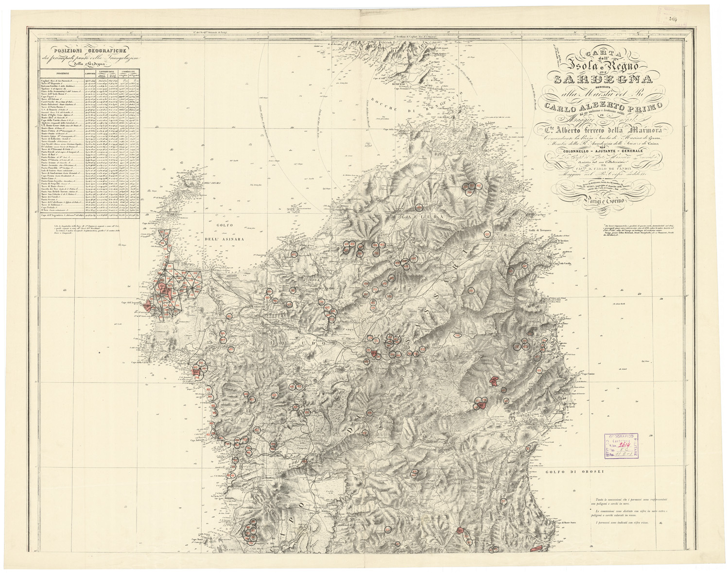 (N:2704) CARTA DELL'ISOLA E REGNO DI SARDEGNA - Foglio Nord (B0004731, B0004733) Carte e stampe antiche: riproduzione a colori su carta (formato A1)