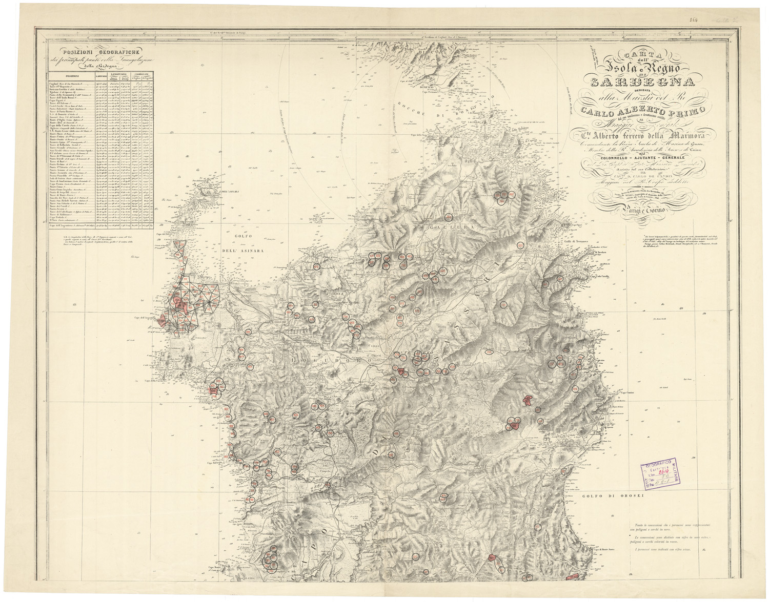 (N:2704) CARTA DELL'ISOLA E REGNO DI SARDEGNA - Foglio Nord (B0004731, B0004733) Carte e stampe antiche: riproduzione a colori su carta (formato A1)