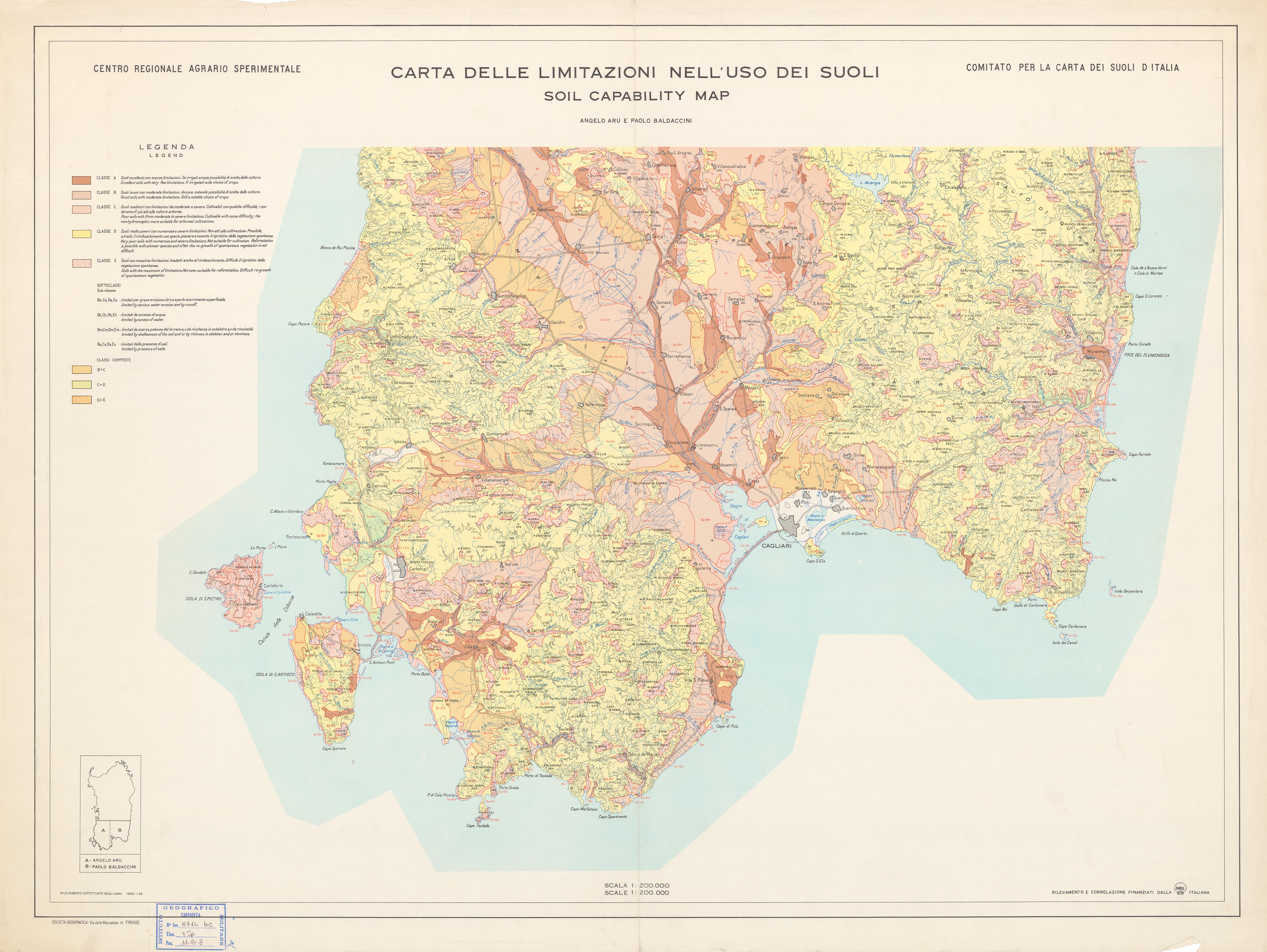 (N:3837) CARTA DELLE LIMITAZIONI NELL'USO DEI SUOLI SOIL CAPABILITY MAP (B0004746) Carte e stampe antiche: riproduzione a colori su carta (formato A1)