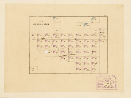 (N:3626) CARTA DELL'ISOLA DI SICILIA - Quadro d'Unione (B0005061) Carte e stampe antiche: riproduzione a colori su carta (formato A1)