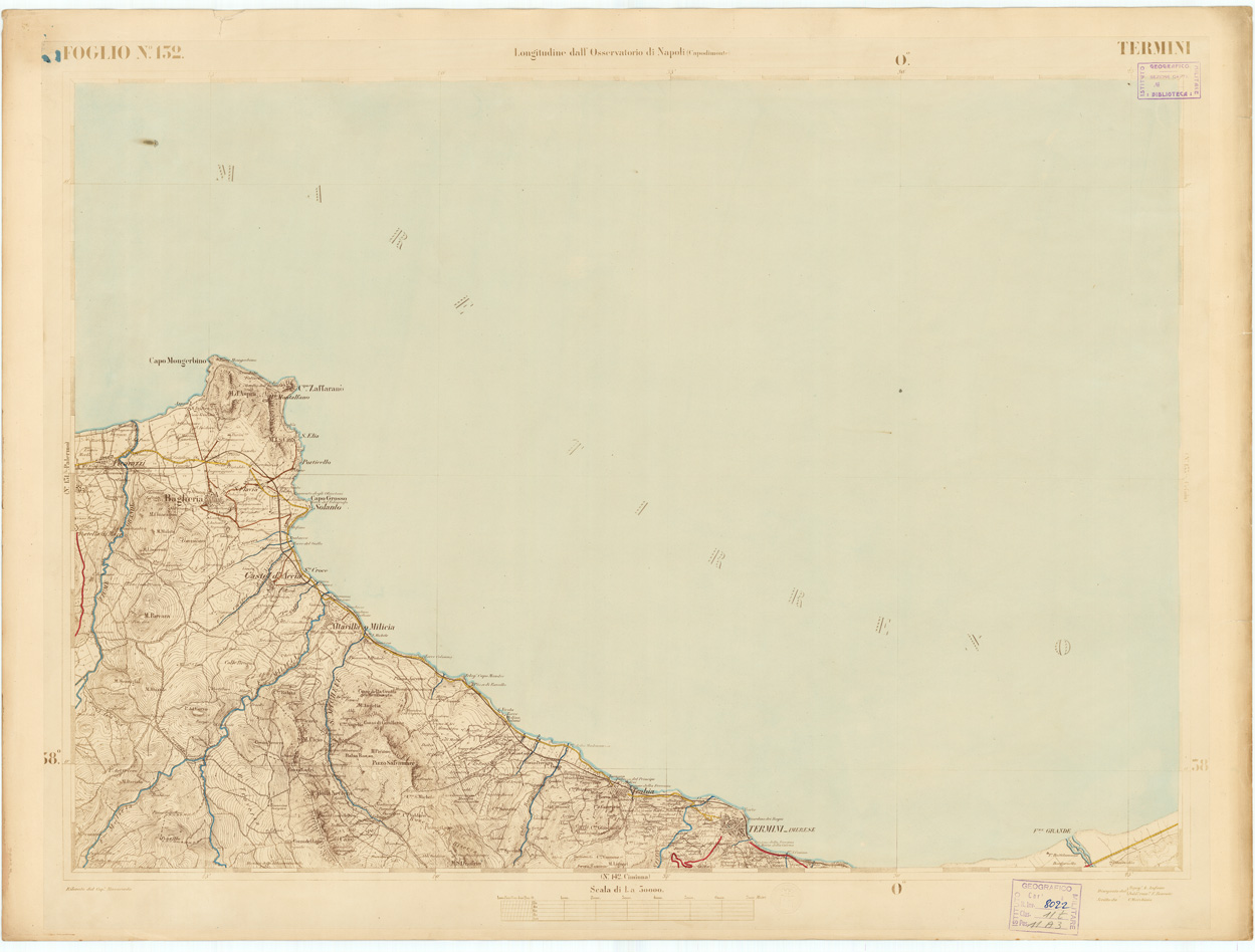 (N:3586) CARTA DELL'ISOLA DI SICILIA - Foglio 132 - Termini (B0005070) Carte e stampe antiche: riproduzione a colori su carta (formato A1)