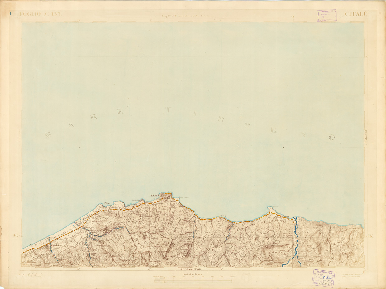 (N:3587) CARTA DELL'ISOLA DI SICILIA - Foglio 133 - Cefal (B0005071) Carte e stampe antiche: riproduzione a colori su carta (formato A1)