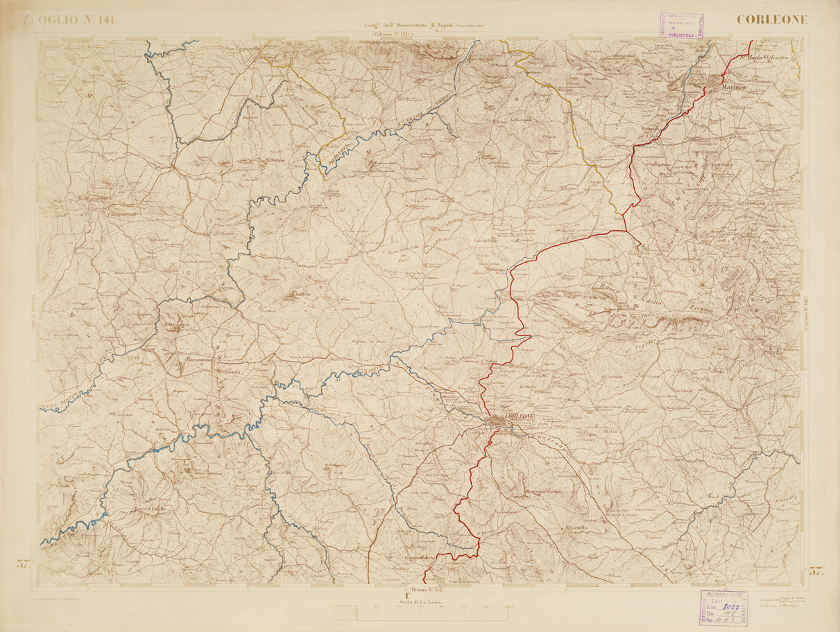 (N:3594) CARTA DELL'ISOLA DI SICILIA - Foglio 141 - Corleone (B0005078) Carte e stampe antiche: riproduzione a colori su carta (formato A1)