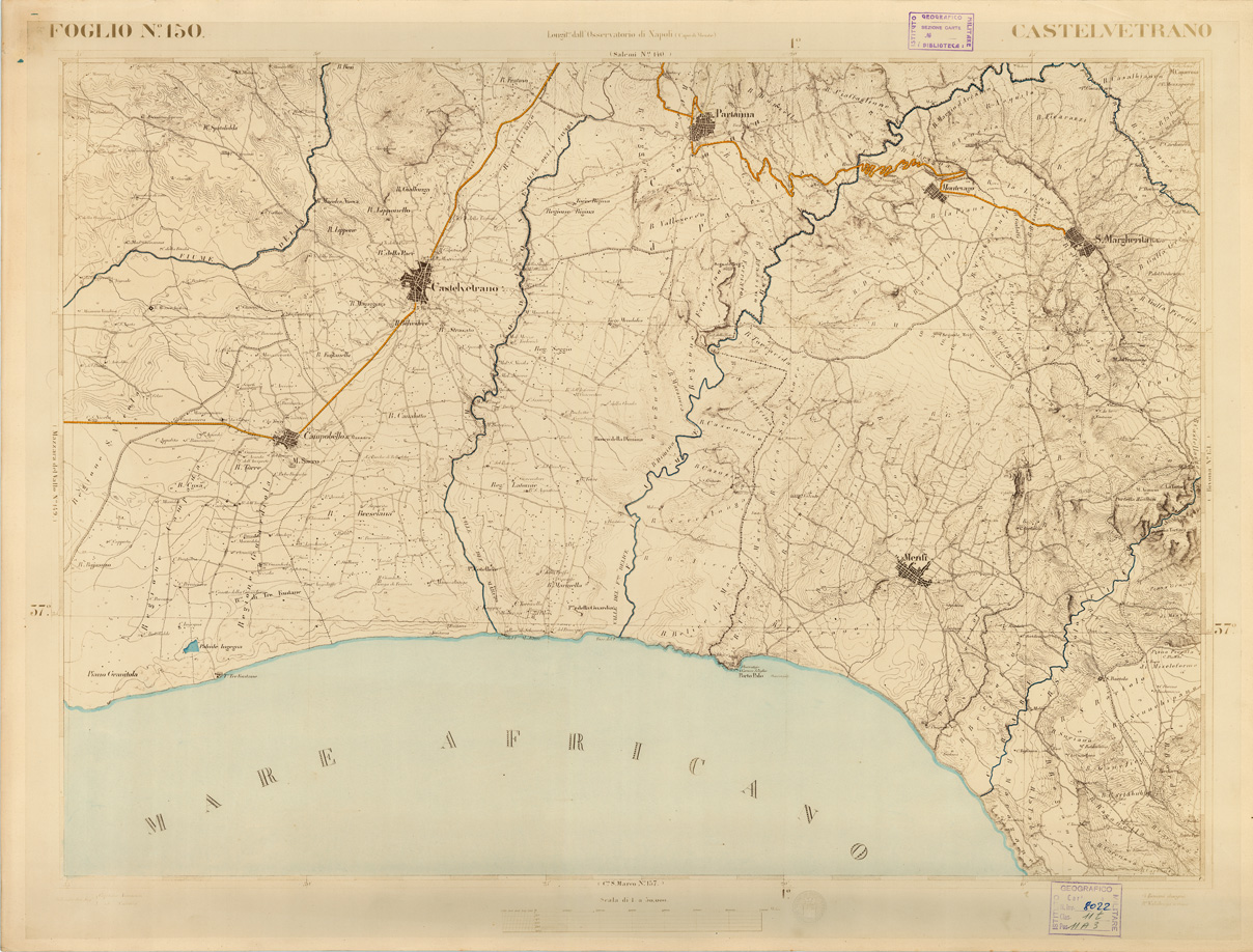 (N:3602) CARTA DELL'ISOLA DI SICILIA - Foglio 150 - Castelvetrano (B0005086) Carte e stampe antiche: riproduzione a colori su carta (formato A1)