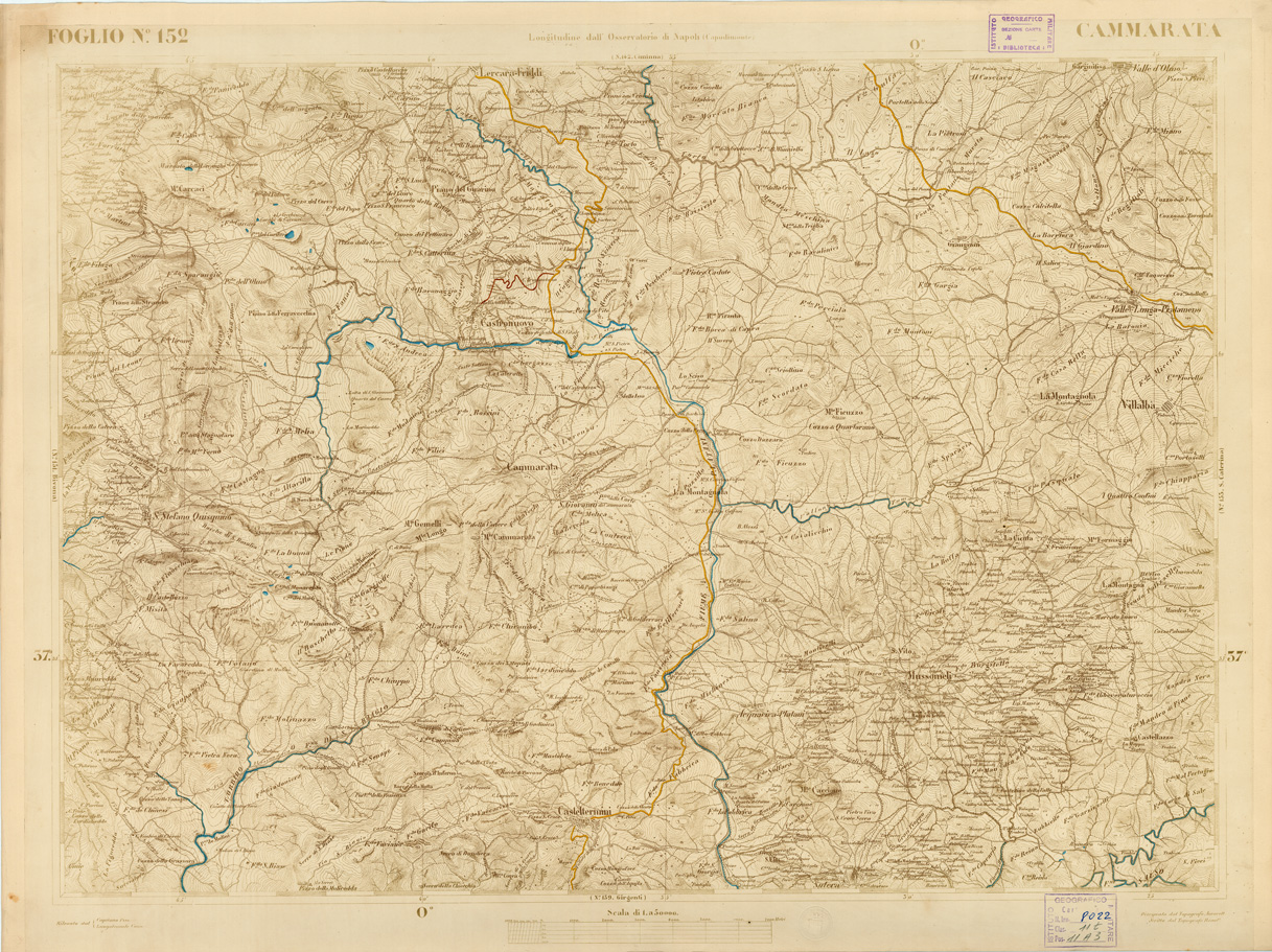(N:3604) CARTA DELL'ISOLA DI SICILIA - Foglio 152 - Cammarata (B0005089) Carte e stampe antiche: riproduzione a colori su carta (formato A1)