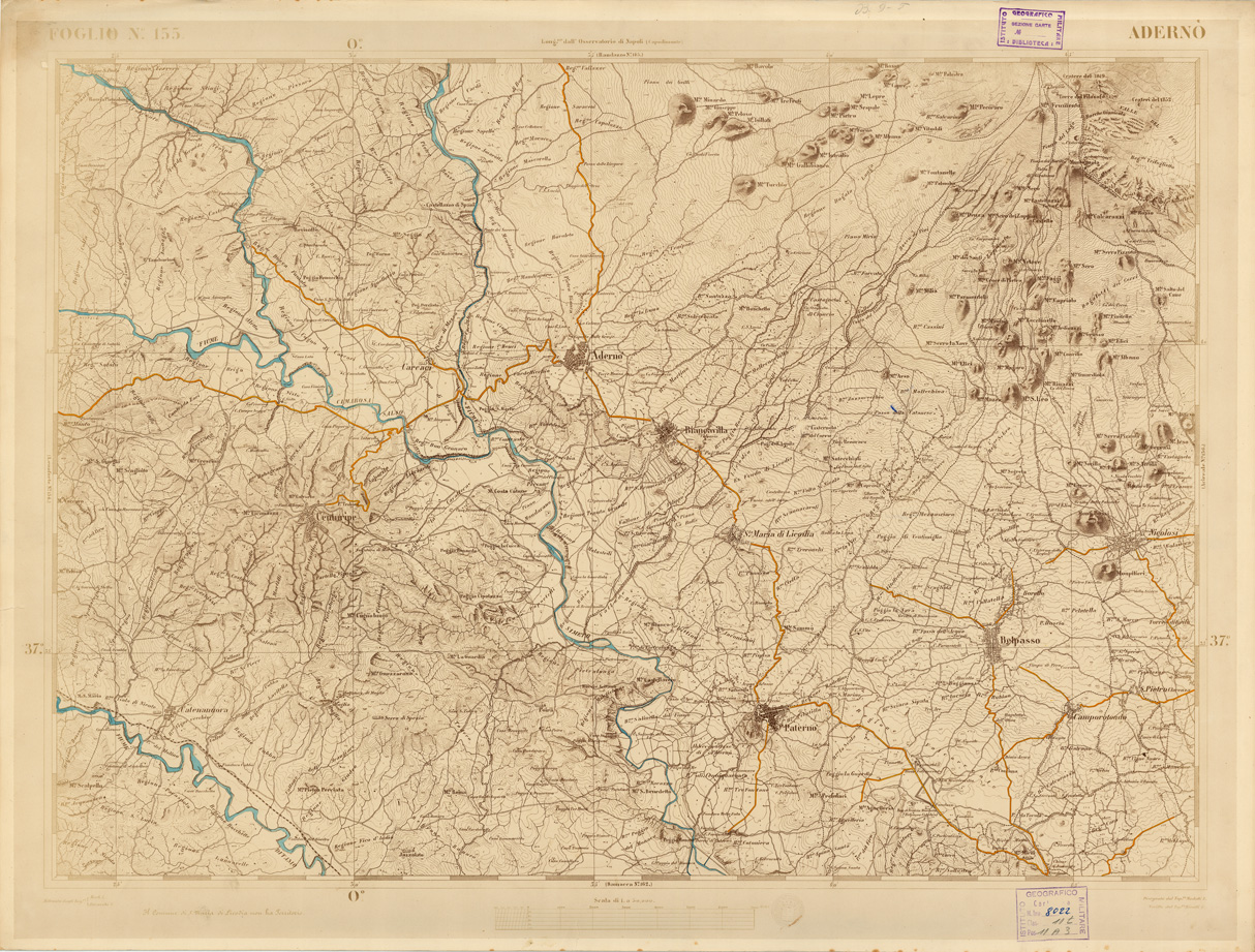 (N:3607) CARTA DELL'ISOLA DI SICILIA - Foglio 155 - Adern (B0005092) Carte e stampe antiche: riproduzione a colori su carta (formato A1)