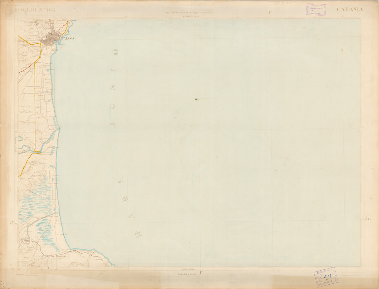 (N:3614) CARTA DELL'ISOLA DI SICILIA - Foglio 163 - Catania (B0005099) Carte e stampe antiche: riproduzione a colori su carta (formato A1)
