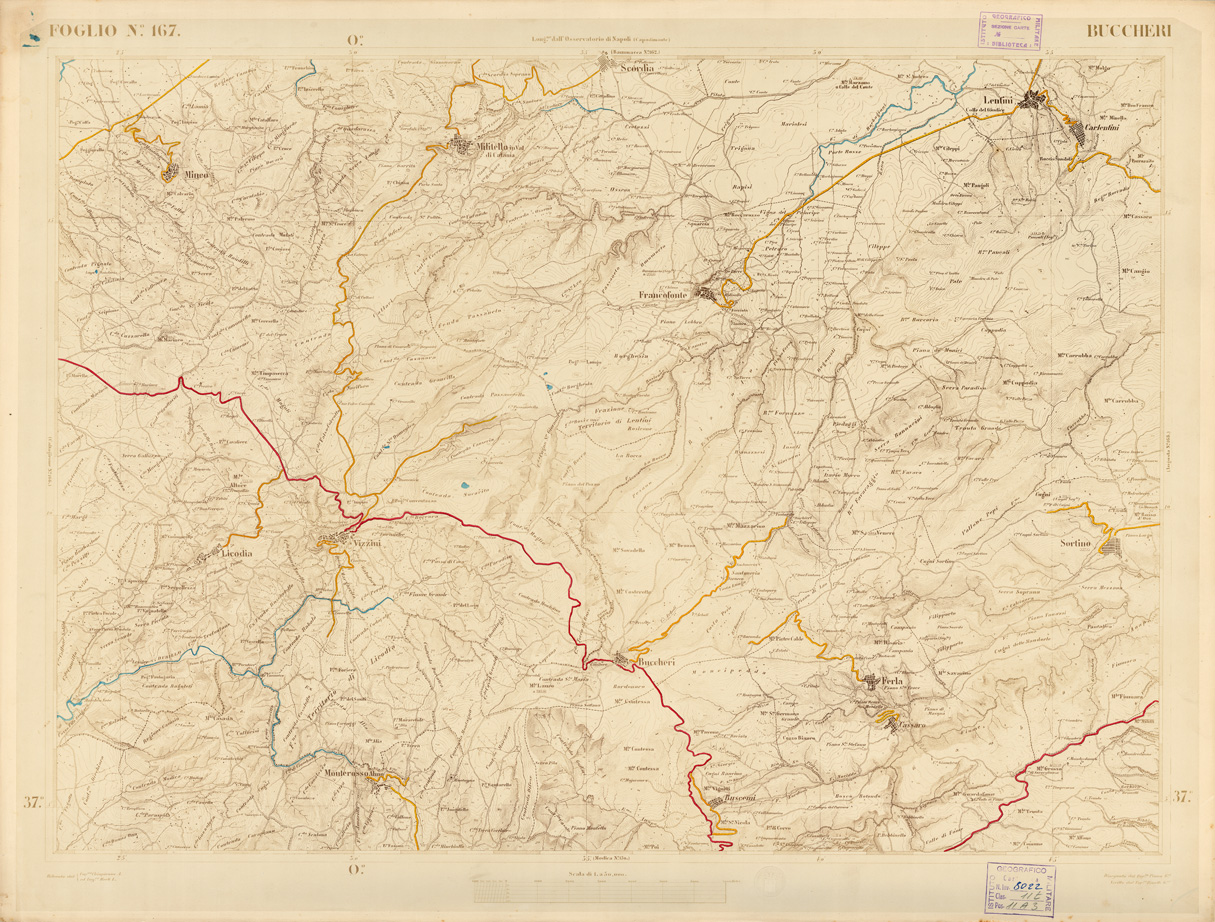 (N:3618) CARTA DELL'ISOLA DI SICILIA - Foglio 167 - Buccheri (B0005103) Carte e stampe antiche: riproduzione a colori su carta (formato A1)