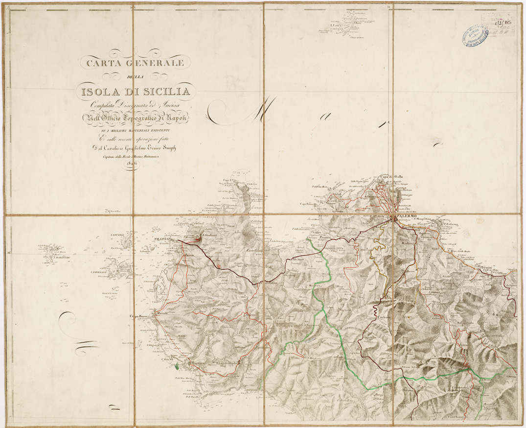 (N:4922) CARTA GENERALE DELLA ISOLA DI SICILIA... - Foglio 1 - Trapani, Agrigento, Palermo (B0005160) Carte e stampe antiche: riproduzione a colori su carta (formato A1)