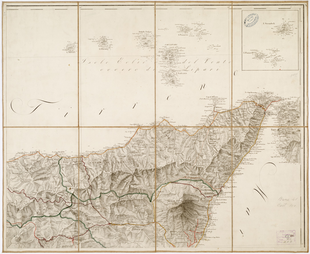 (N:4923) CARTA GENERALE DELLA ISOLA DI SICILIA... - Foglio 2 - Catania, Messina, Palermo, Enna, Caltanisetta (B0005161) Carte e stampe antiche: riproduzione a colori su carta (formato A1)