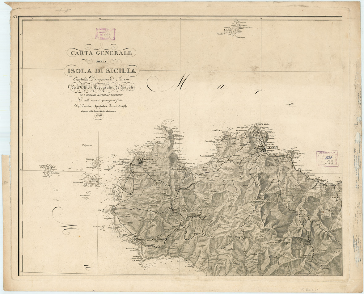 (N:4930) CARTA GENERALE DELLA ISOLA DI SICILIA... - Foglio 1 - Trapani, Agrigento, Palermo (B0005164) Carte e stampe antiche: riproduzione a colori su carta (formato A1)