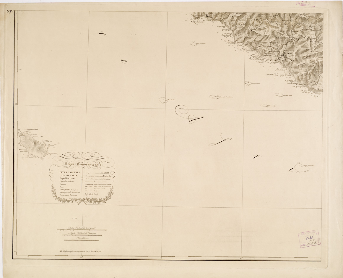 (N:4936) CARTA GENERALE DELLA ISOLA DI SICILIA... - Foglio 4 - Agrigento (B0005167) Carte e stampe antiche: riproduzione a colori su carta (formato A1)