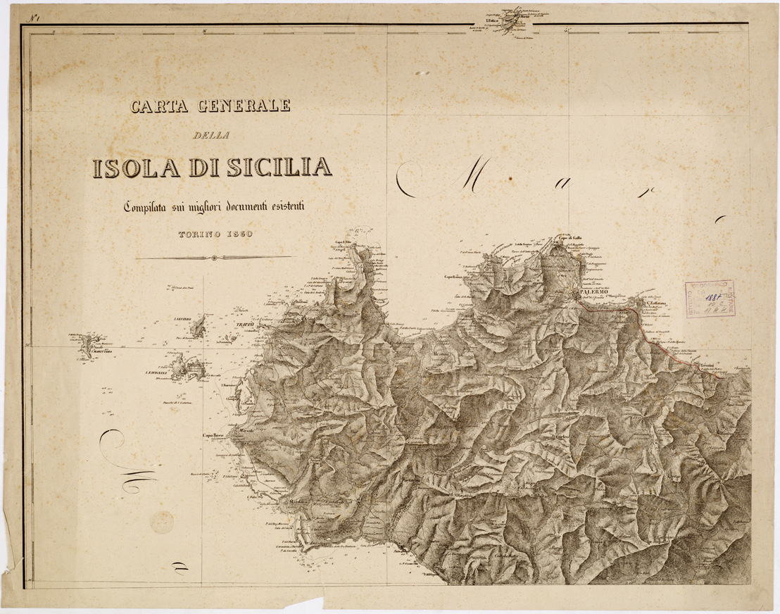 (N:4931) CARTA GENERALE DELLA ISOLA DI SICILIA... - Foglio 1 (B0005172) Carte e stampe antiche: riproduzione a colori su carta (formato A1)
